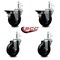 Service Caster 4'' Hard Rubber Wheel Swivel 7/16'' Grip Ring Stem Caster Set 2 Brakes, 4PK SCC-GR20S414-HRS-PLB-716138-2-S-2 - alternate 3